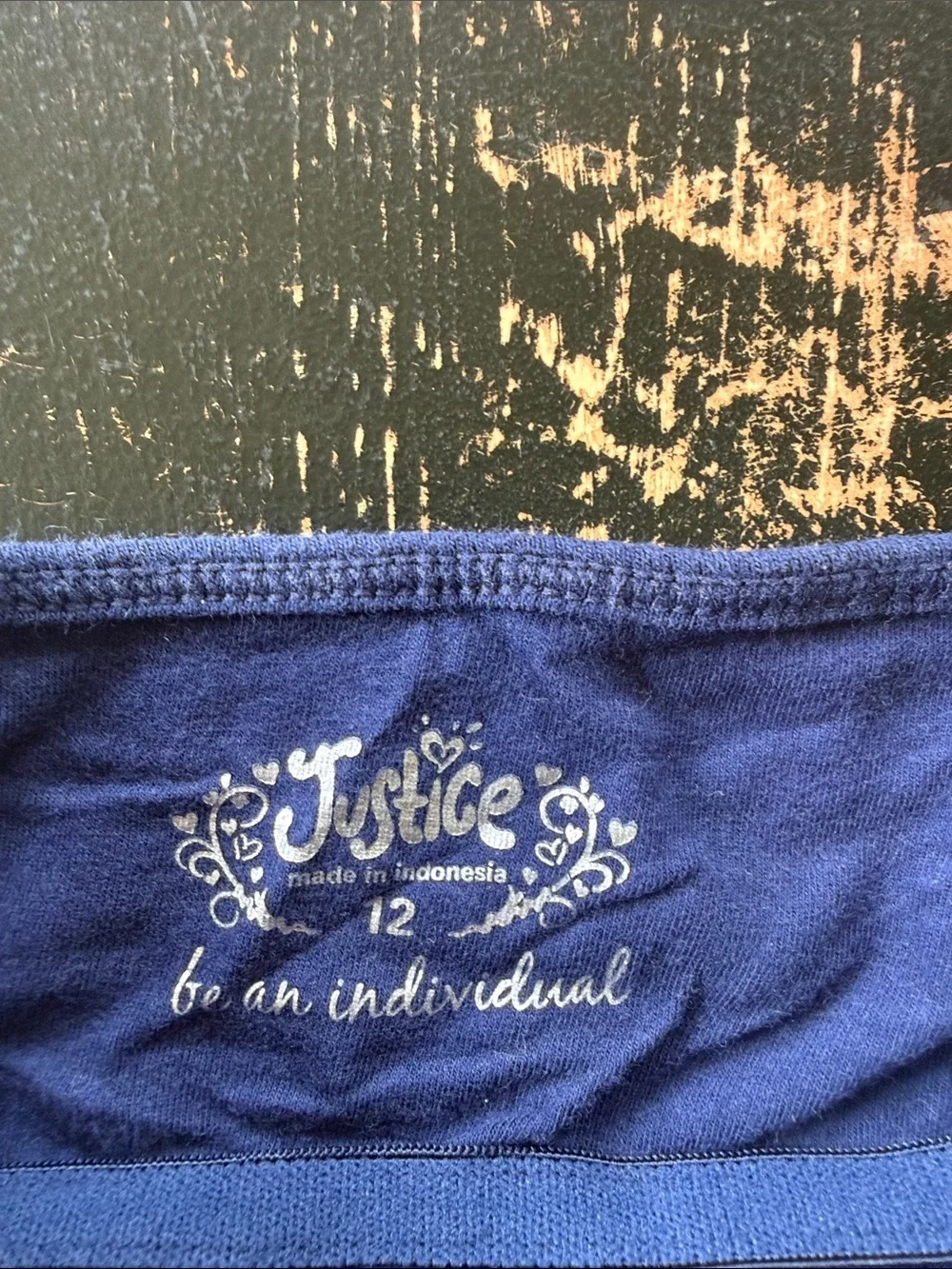 Justice Navy and White Striped Ruffle Sequin tank top